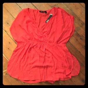 Butterfly Winged Coral Blouse SZ M